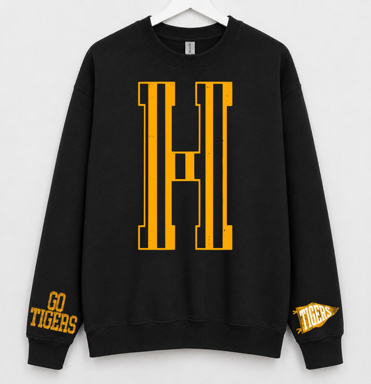 Gildan or Bella Canvas Hernando Tigers Spirit Wear Sweatshirt / Youth and Adult Sizes/ Desoto County Schools / Mississippi School Shirt