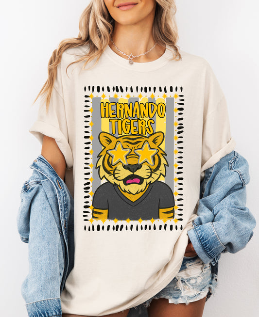 Hernando Mascot Shirt/ Comfort Colors or Bella Canvas Hernando Tigers Coquette Tee / Hernando -Desoto County Schools / Mississippi School Shirt /Youth and Adult Sizes