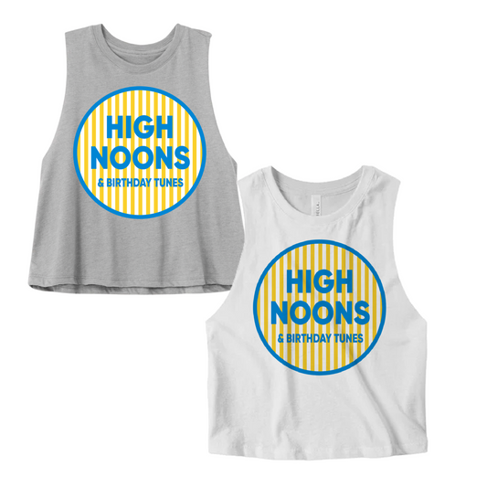 High Noons and Birthday Tunes Summer Cropped Tank Top /  Adult Sizes / Lake Tank/ Multiple Colors