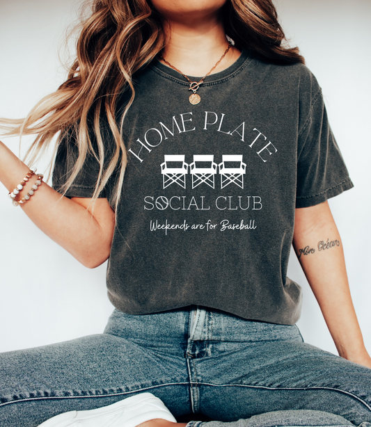 Comfort Colors Baseball Shirt/ Home Plate Social Club/ Baseball Mom Shirt