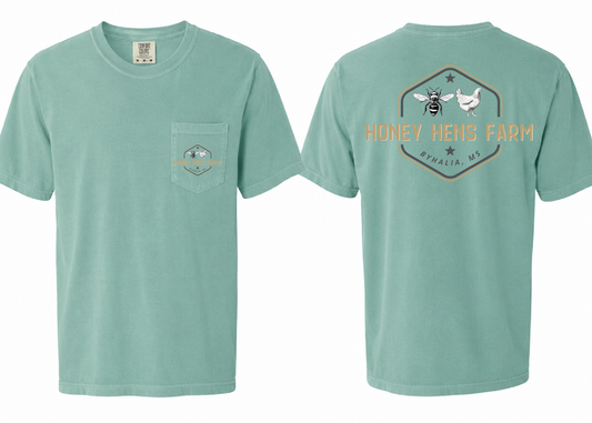 Comfort Colors Honey Hens Farm Shirt/ Youth and Adult Sizes / Youth Sizes will not have Pocket