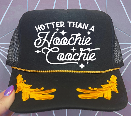 Hotter than a Hoochie Coochie Oak Leaves Trucker Hat
