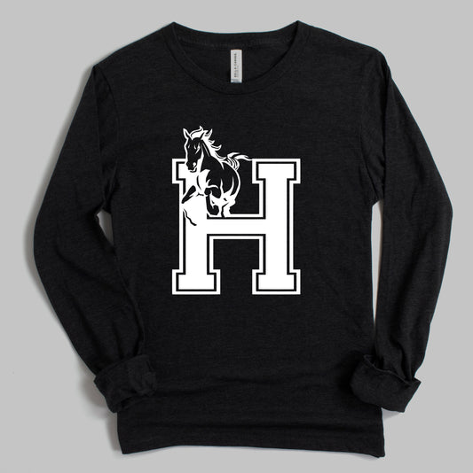 Long Sleeve Bella Canvas Houston Mustangs Shirt/ Youth and Adult Sizing
