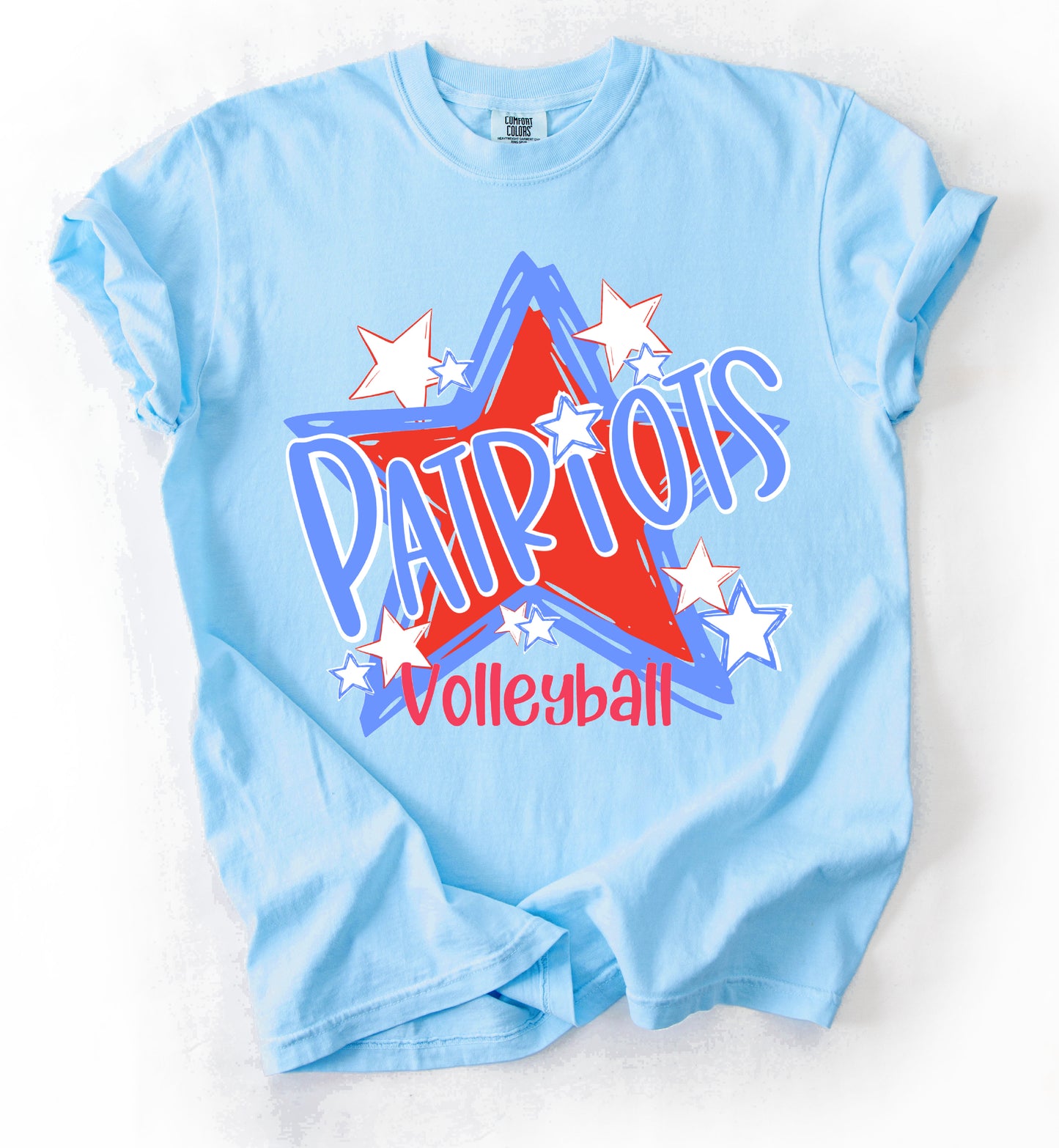 Lewisburg Volleyball Fundraiser - Comfort Colors Lewisburg Patriots Star Stripe Shirt/ Youth and Adult Sizes