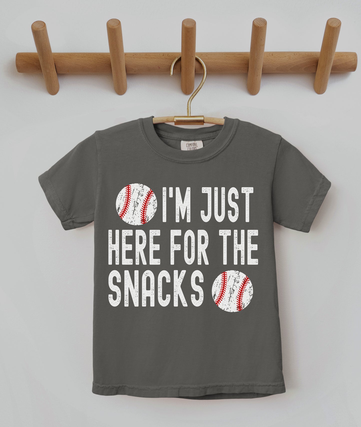 Comfort Colors or Bella Canvas I'm Just Here for the Snacks/Baseball Sister or Brother Shirt
