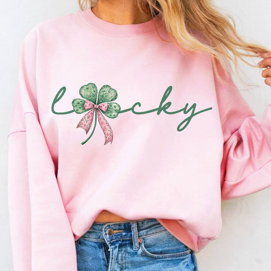 Gildan or Bella St. Patricks Day Lucky Sweatshirt/ Adult Sizes / St Patty's Day Coquette Bow