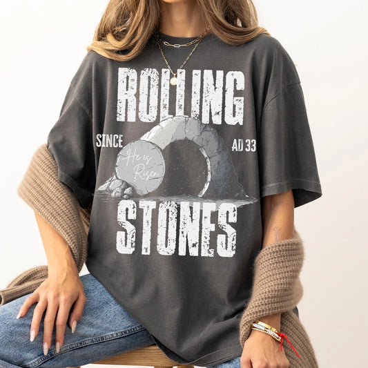 Comfort Colors or Bella Canvas Rolling Stone He Is Risen Tee/ Toddler, Youth, and Adult Sizes
