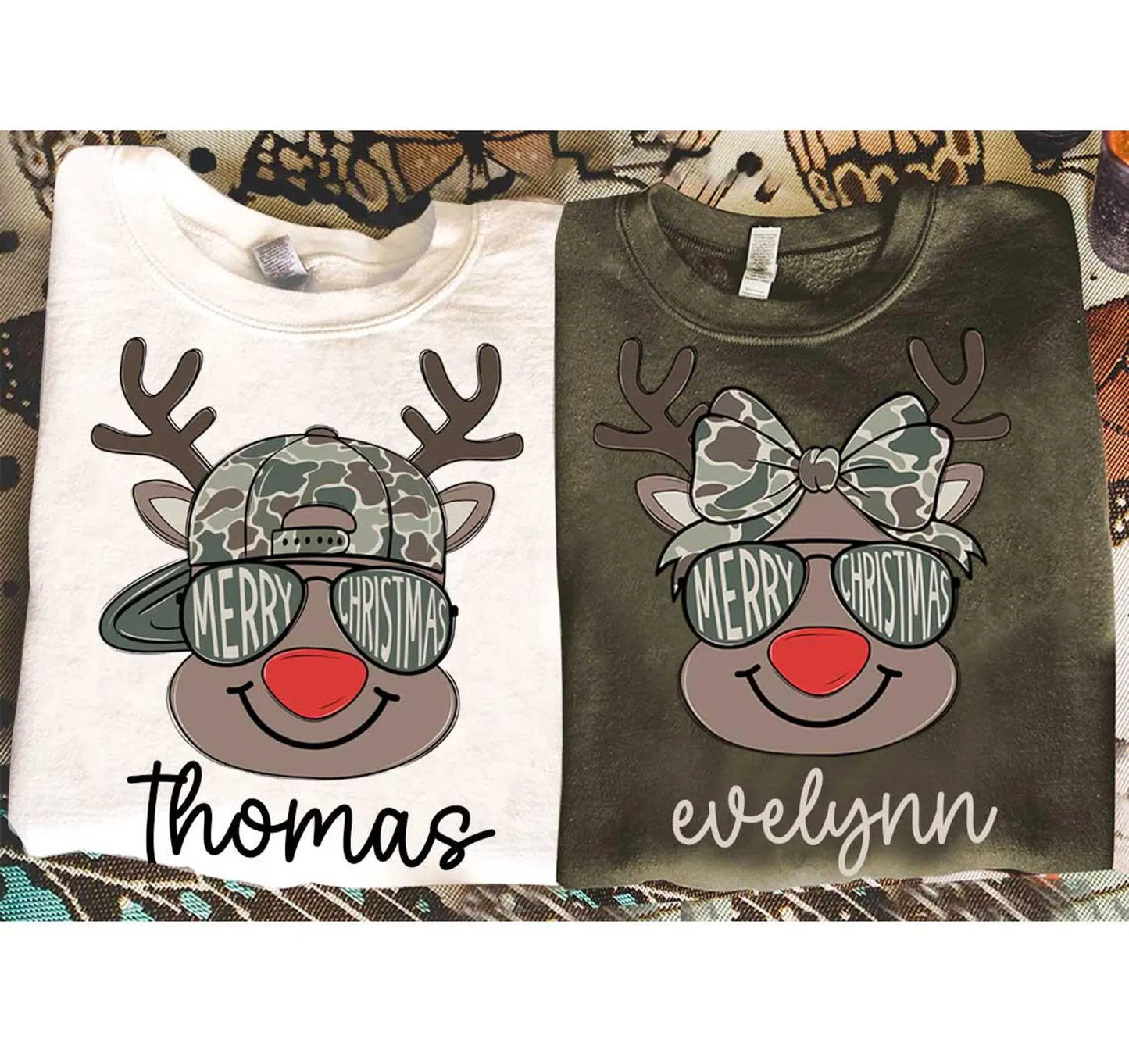 Custom Name Reindeer Tees or Sweatshirts/ Toddler and Youth Sizing