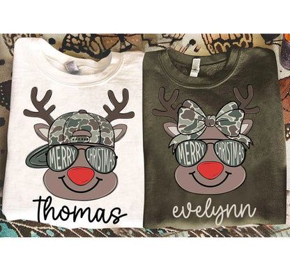 Custom Name Reindeer Tees or Sweatshirts/ Toddler and Youth Sizing