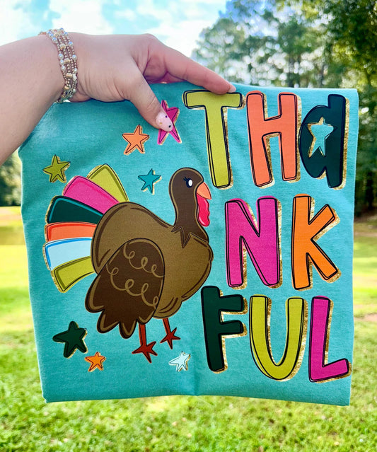 Comfort Colors or Bella / Thankful Turkey Thanksgiving Shirt / Youth and Adult Thanksgiving Tee