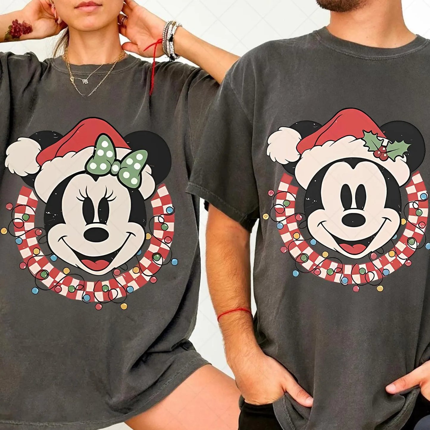 Comfort Colors or Bella Matching Mickey and Minnie Couples Christmas Shirts