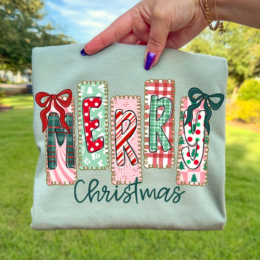 Comfort Colors or Bella Canvas Merry Christmas Coquette Shirt/Youth and Adult Sizes