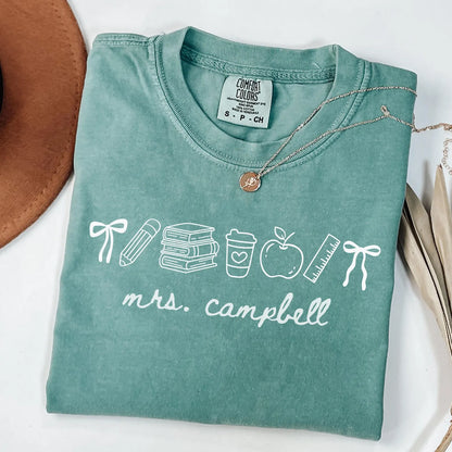 Custom Mrs/Miss/Ms -Personalized Teacher Shirt/ MULTIPLE COLOR OPTIONS/ Custom Comfort Colors or Bella Canvas - Mrs. Teacher Name Tee/ Teacher Gifts/ Teacher Team Shirts