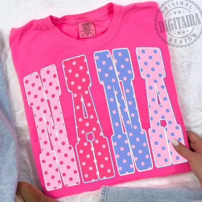 Pink Comfort Colors or Gildan Softstyle Nana Polkadot Shirt/ Gifts for Her/ Mothers Day Gift