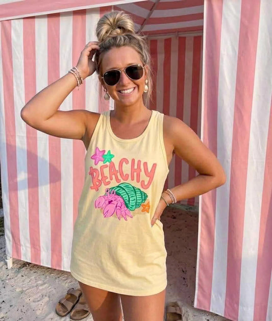 Comfort Colors Beachy Crab Summer Tank/ Summer Beach Cover Up Vacation Summer Tank