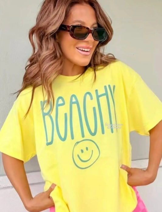 Sweet Summertime Drop -Beachy Smiley - Comfort Colors  Tee/ Adult Sizes