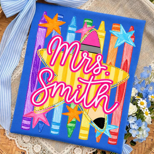 Comfort Colors Back To School Teachers Shirt/ Personalized Teacher Name Shirt/ Adult Sizes