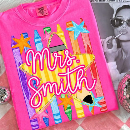Comfort Colors Back To School Teachers Shirt/ Personalized Teacher Name Shirt/ Adult Sizes