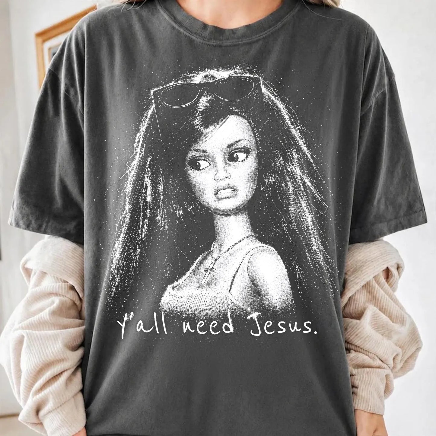 Comfort Colors Y'all Need Jesus Shirt/ Disgusted Doll Shirt - Funny Shirts/Youth and Adult Sizes