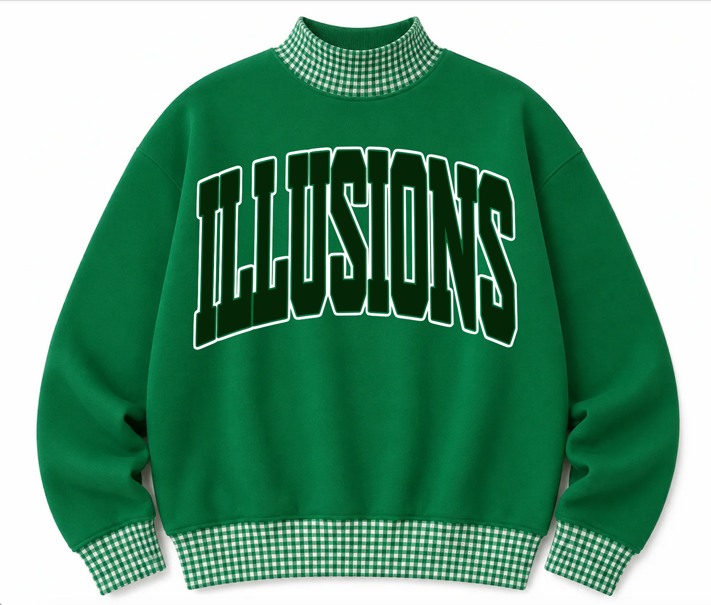 Gingham School Spirit Illusions or Any Other  Mascot/Team Mock Neck Sweatshirt - Completely Customizable/ Game Day Sweatshirts