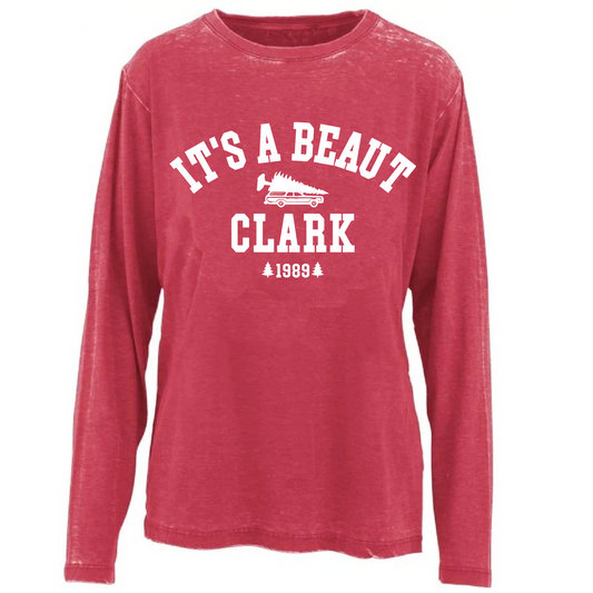 It's A Beaut Clark 1989 - Christmas - Griswold - Chicka- Dee Brand Acid Wash Long Sleeve Tee