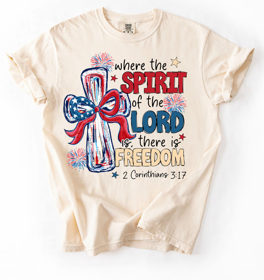 250 Years Drop - Where The Spirit of the Lord is, There is Freedom - Comfort Colors or Gildan Softstyle Shirt/ Youth and Adult Sizes