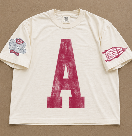 Comfort Colors Alabama Crimson Tide Spiritwear  Boxy Crop Tee / Adult Sizes