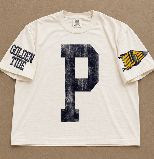 Custom Comfort Colors Peabody Golden Tide (OR ANY OTHER TEAM) Number Spiritwear Shirts/Baseball or Softball/ Custom Boxy Crops