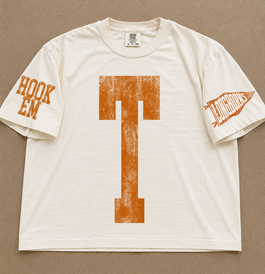 Comfort Colors Texas Longhorns Spiritwear  Boxy Crop Tee / Adult Sizes