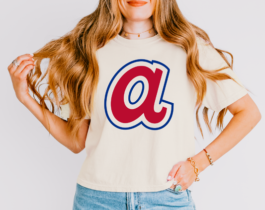 Retro Atlanta Baseball Crop Tee - Comfort Colors Boxy Crop/ Adult Sizes