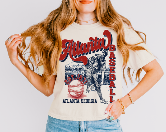 Comfort Colors Atlanta Baseball Vintage Cropped Tee