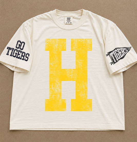 Custom Comfort Colors Hernando (OR ANY OTHER SCHOOL) Number Spiritwear Shirts/Football /Baseball or Softball/ Custom Boxy Crops