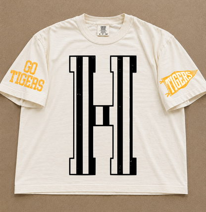 Custom Comfort Colors Hernando Stripe (OR ANY OTHER SCHOOL) Number Spiritwear Shirts/Football /Baseball or Softball/ Custom Boxy Crops