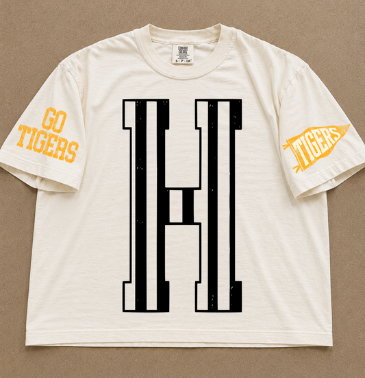 Custom Comfort Colors Hernando Stripe (OR ANY OTHER SCHOOL) Number Spiritwear Shirts/Football /Baseball or Softball/ Custom Boxy Crops