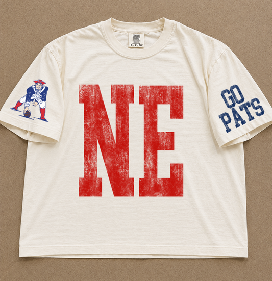 Comfort Colors New England Pats Spiritwear  Boxy Crop Tee / Adult Sizes