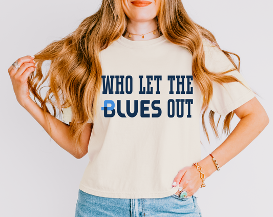 Who Let The Blues Out - Memphis Blues Crop - Comfort Colors Cropped Tee