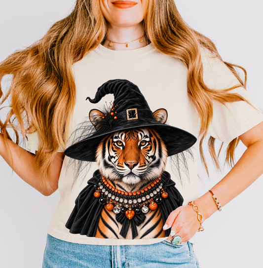 Comfort Colors Boxy Crop Halloween Tiger Tee/Halloween Fall Shirt/ Adult Shirts