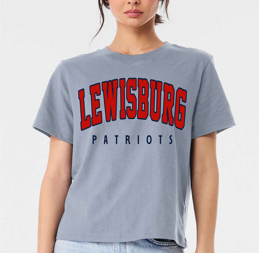 Denim Boxy Cropped Lewisburg Patriots Shirt/ Lewisburg Patriots / Adult Sizes