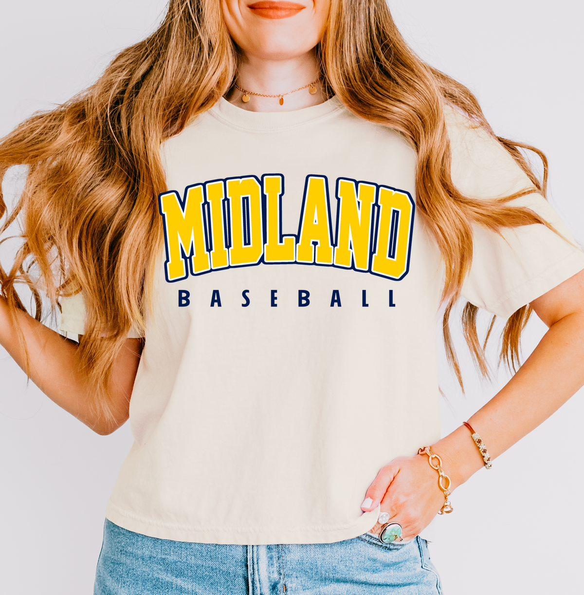 Comfort Colors Boxy Crop - Midland Baseball Shirt/ Adult Sizes
