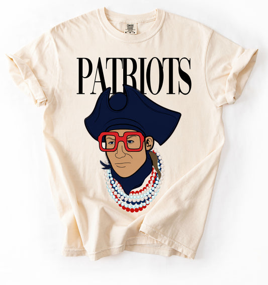 Cropped or Regular Length Comfort Colors Patriots Vogue Pearls Shirt / Youth and Adult Sizes