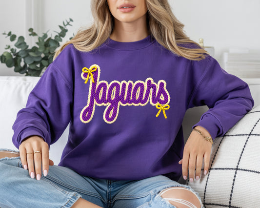 Jaguars Faux Yarn Gildan or Bella Desoto Central Unisex Sweatshirt /  Multiple Colors/ Youth and Adult Sizes/ Desoto County Schools / Mississippi School Shirt
