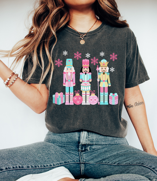 Bella or Comfort Colors Long or Short Sleeve Pastel Nutcracker Tee/ Long or Short Sleeve Options/ Christmas