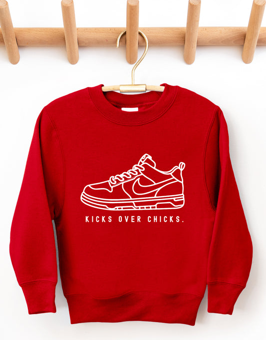 Kicks Over Chicks Sweatshirt/ Toddler, Youth, and Adult Sizes