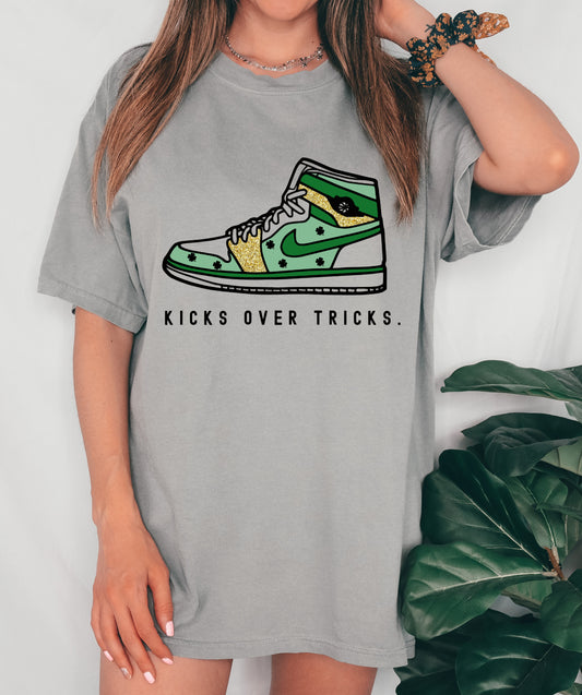 Youth and Adult Sizes/Comfort Colors or Bella Soft Style Kicks Over Tricks Shirt/ St Patricks Tee