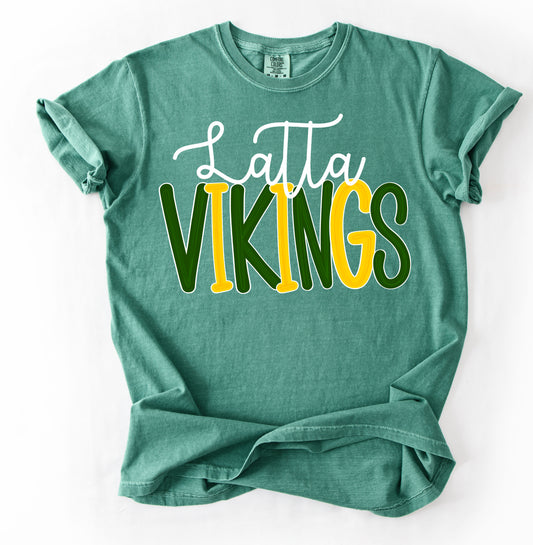 Latta Vikings Comfort Colors Shirt/ Youth and Adult. Sizes (Youth Sizes will be Gildan Softstyle