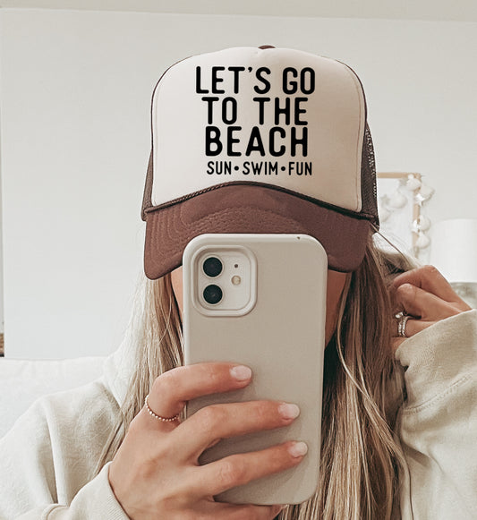 Let's Go To The Beach Trucker Hat/ Summer Hat/ Vacation Hat