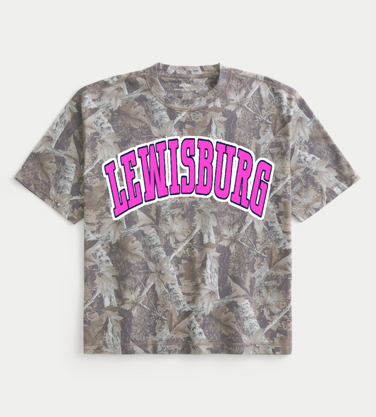 Camo Pink Boxy Crop - Lewisburg - Or Another Team - Type In Boxes with Color Preferences - VERY LIMITED TIME