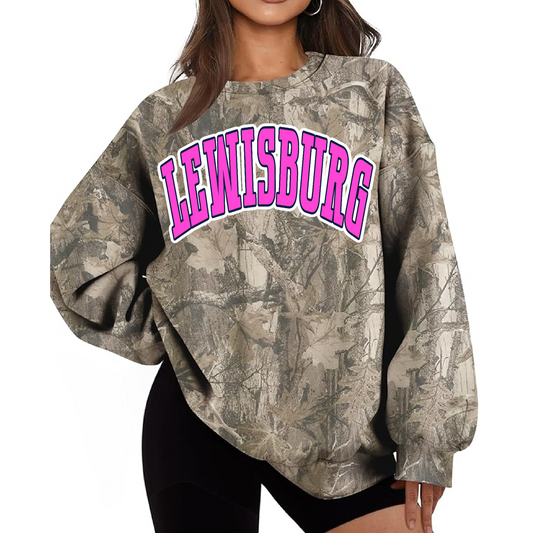 Camo Lewisburg Sweatshirt/ PINK OUT with Outline - Adult Sizes