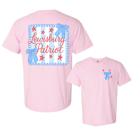 Lewisburg Volleyball Fundraiser - Comfort Colors Blossom Lewisburg Bow Shirt