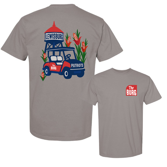 Lewisburg Volleyball Fundraiser - Comfort Colors Lewisburg Golf Cart Shirt in Gray